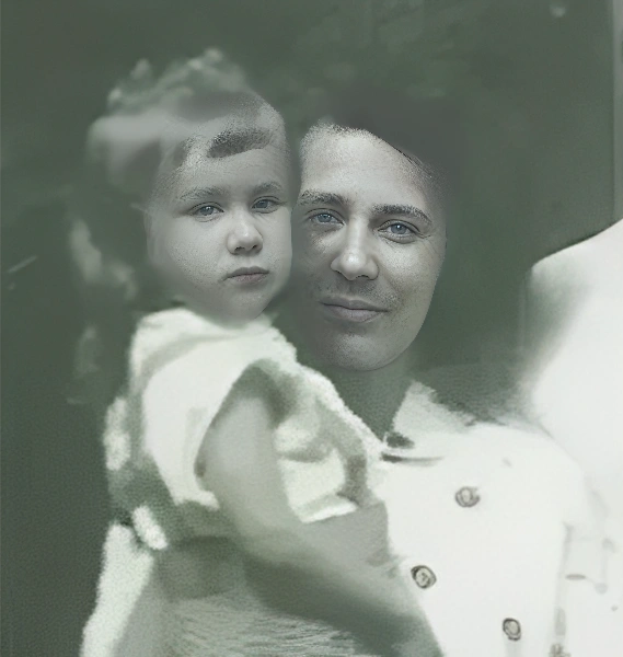 Historical portrait of a child and adult