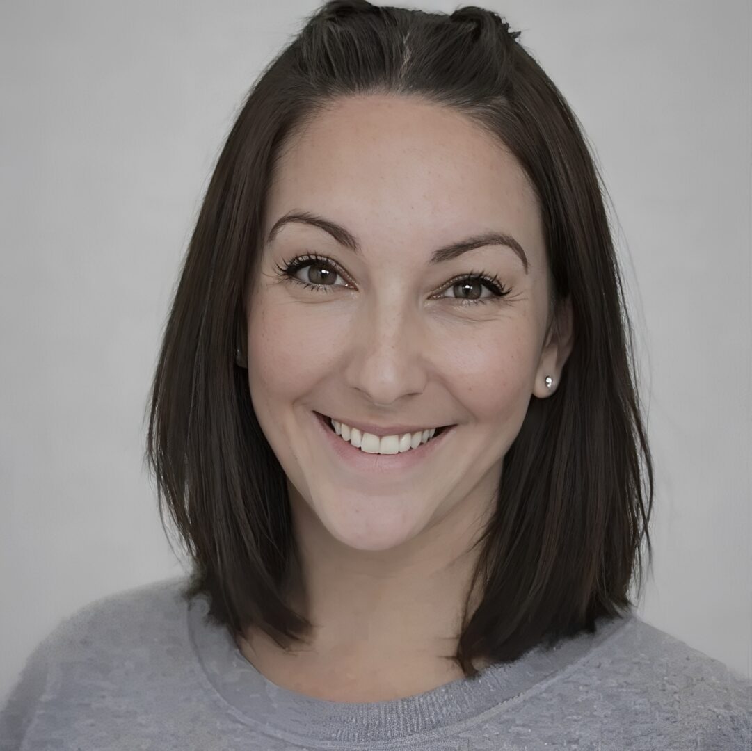 Smiling woman with dark hair